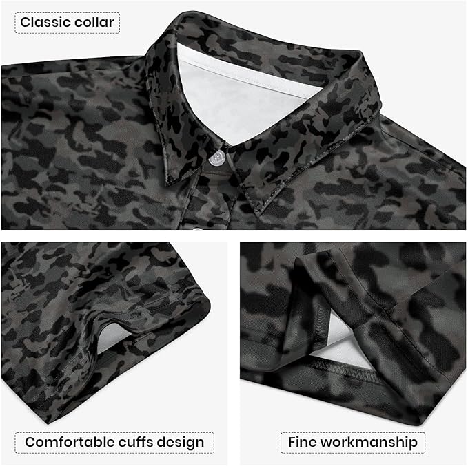 Golf Polo Shirts for Men Funny Print Short Sleeve Golf Shirts Performance Golf Polos