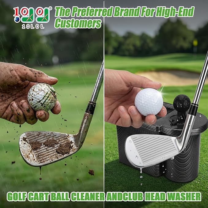 10L0L Golf Cart Ball Washer and Club Cleaner Kit, Detachable Golf Club Head and Ball Washer Golf Cleaner for EZGO Club Car Yamaha