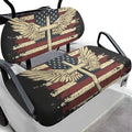 Yewatlles American Flag Cross Pattern Golf Cart Seat Covers, Personalized Golf Cart Seat Cover Keeps Seat Cool and Clean, Fits in 2-Seat Golf Carts