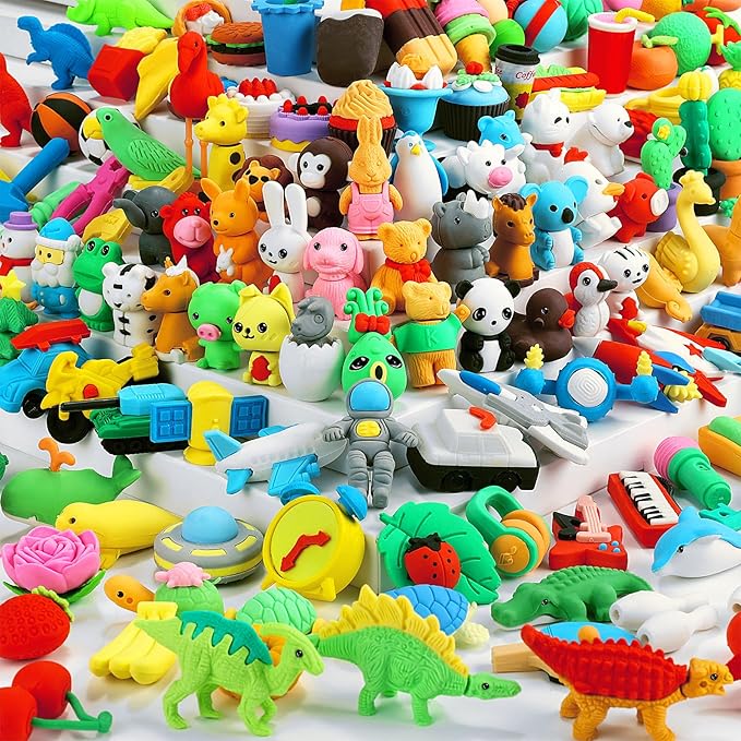 150Pcs Animal Erasers Kids Desk Pets Pencil Erasers 3D Puzzle Bulk Mini Animal by URSKYTOUS