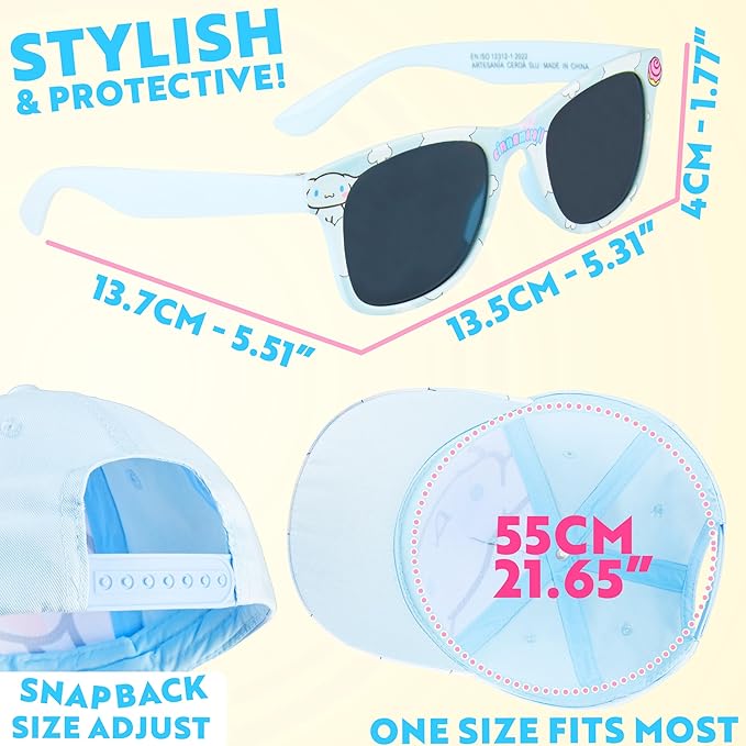 Hello Kitty | Disney Stitch | Care Bears Baseball Cap & Sunglasses for Girls UV400 Sun Protection Gifts for Girls