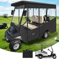 Golf Cart Enclosures 4 Passenger,Golf Cart Cover for Club Car Precedent Long Roof 2+2 Seater,Waterproof 600D Driving Rain Cover,Roll Up 4-Sided Clear Windows&Door,Club Car Golf Cart Cover Accessories