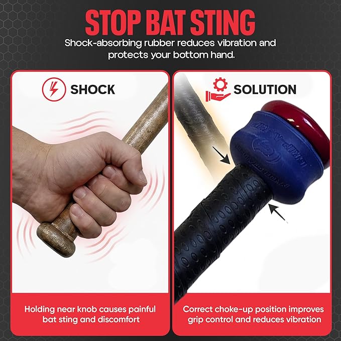 Grip-N-Rip Knob Stacker Choke-Up Ring for Baseball/Softball Bats Provides Choking Up Space & Relief from Bat Sting, Stackable for Custom Fit and Comfort