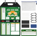 Magnetic Baseball Lineup Board for Dugout | Leather Cover, Foldable Coaching Board for Baseball & Softball with Carry Handle, Includes 40 Lineup Cards,Scoreboard, 2 Markers, Eraser, 4 Carabiners & Bag