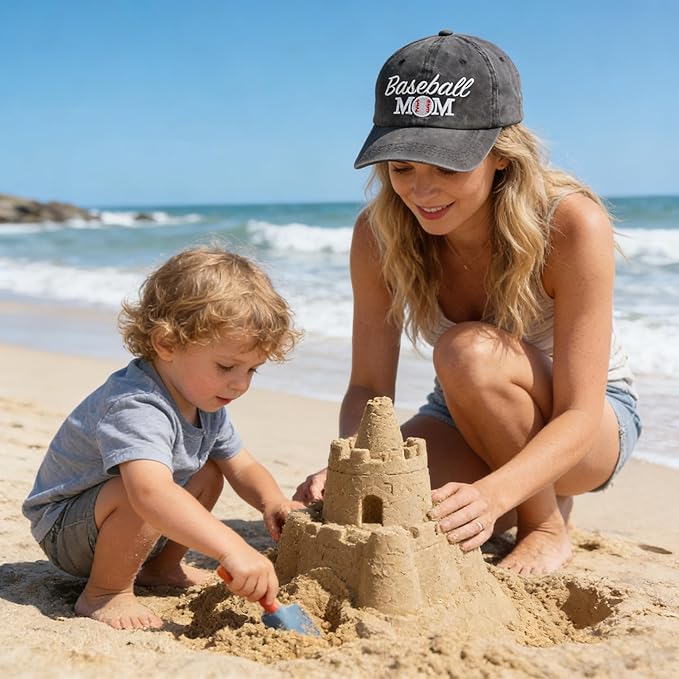 Funny Embroidered Baseball Mom Baseball Cap for Women, Adjustable Cotton Sun Hat for Mama Grandma