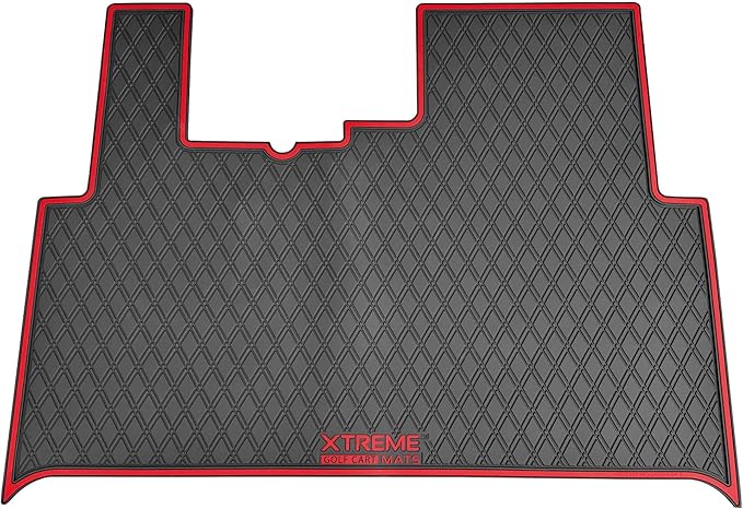 Xtreme MATS Floor Mat Liner for Golf Carts - Fits E-Z-GO RXV (2024+) / Valor (2024+) and Elite - Custom Fit Durable Rubber Golf Car Floor Mat - Red Trim