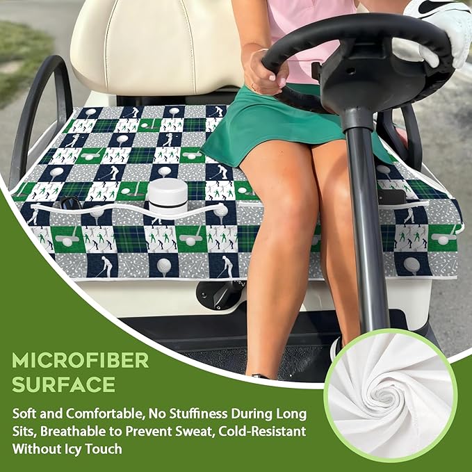 Golf Cart Seat Covers Club Car Golf Cart Accessories 4 Pockets Golf Carts Seat Towel Blanket for Men Women Golf Cart Decor