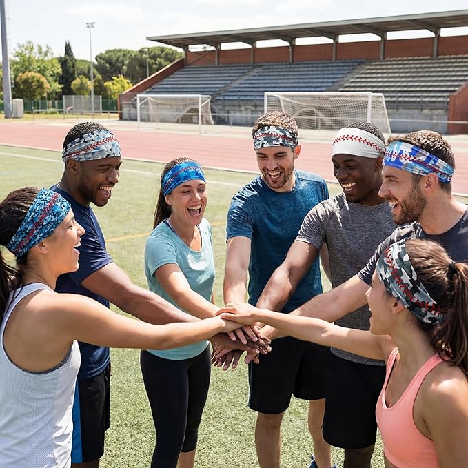 Shyyween 6 Pcs Baseball Headband Elastic Polyester Sweatband for Baseball Basketball Football Golf Headscarf Stuff Women Men Accessory Team Gift