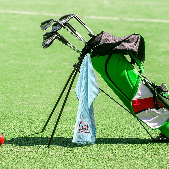 Moukeren 6 Pcs Funny Golf Towel for Women Mom Embroidered Ball Towel Gift Swing Swear 16 x 24 Microfiber Waffle for Golf Bag with Clip Accessories for Grandma Aunt Girlfriend Retirement Present