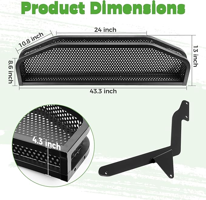 10L0L Golf Cart Front Cargo Basket for EZGO TXT/RXV、Club Car DS/Precedent、Yamaha G22/G29 - Heavy-Duty Steel Mesh Storage Rack, Gas/Electric Compatible