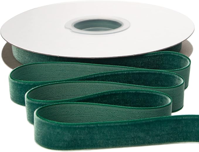 Ribbli Polyester Forest Green Velvet Ribbon, 5/8 Inches Continuous10-Yard Spool by Ribbli