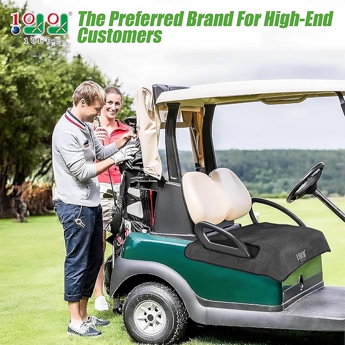 10L0L Golf Cart Seat Covers Compatible with EZGO TXT/RXV & Club Car DS/Precedent, Non-Slip Golf Cart Towel for 2/4 Person Seats, Universal Accessories for Seat Blanket (50 x 30 Inches)-Dark Gray