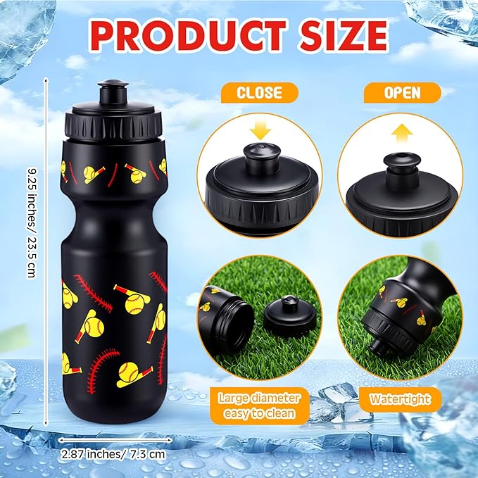 24 Pcs Sports Water Bottle Bulk Cooling Towel Set Include 12 Softball Water Bottle 12 40"x12" Cooling Towels Sports Themed Accessories for Soccer Team Gift Events Party Players Lovers Coach Training