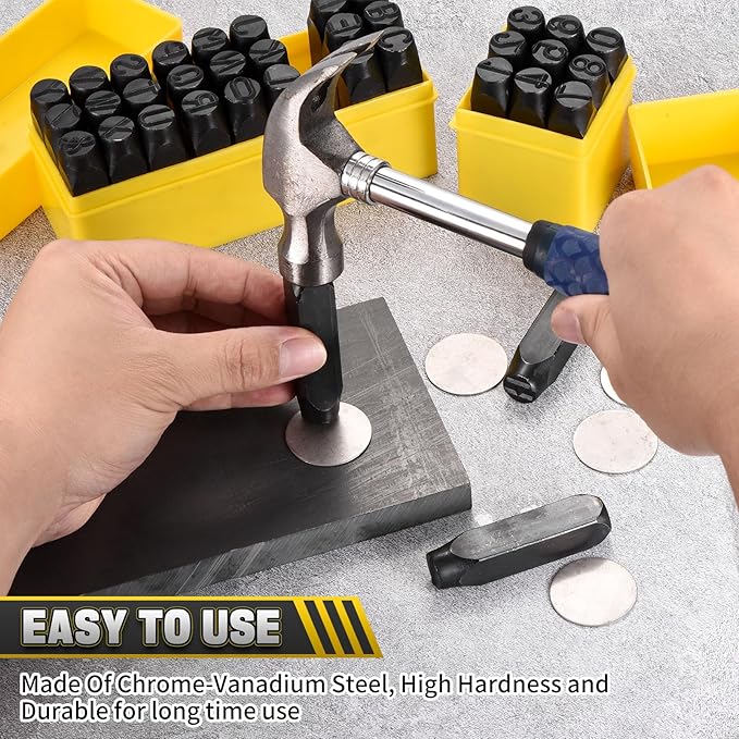 WorkBless 36PCS Metal Stamping Kit, 1/2" Steel Number and Letter Punch Set - Image 5