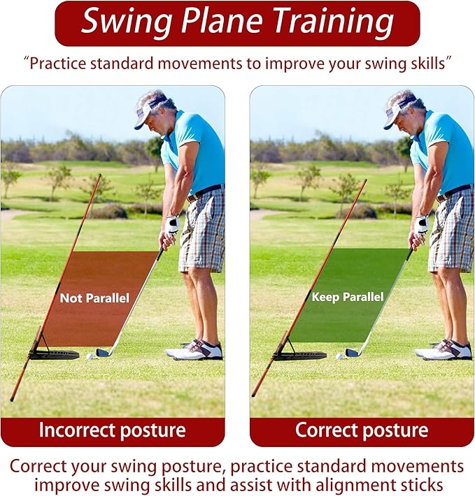 Golf Alignment Stick Holder, Golf Swing Trainer Training Aid, Adjustable Golf Posture Corrector, Portable Golf Swing Correction Equipment for Indoor & Outdoor Practice for Men Women Beginners