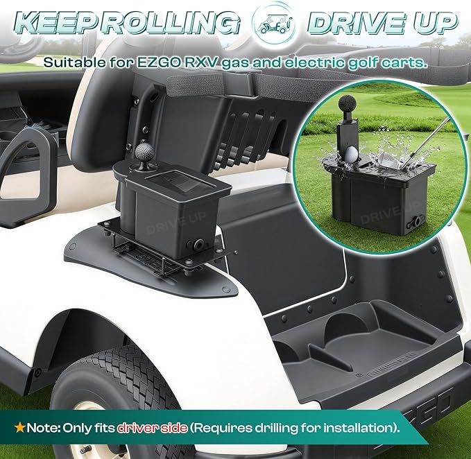 DRIVE UP Golf Cart Ball Washer and Club Cleaner Kit, Driver Side EZGO Golf Ball Cleaner and Club Head Washer, Suitable for RXV Gas and Electric Golf Carts, OEM 603836