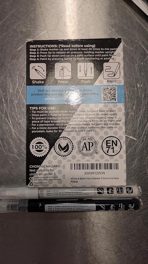 White+Black Paint Pen Extra Fine Tip Made in Japan | Bold Color+100% Coverage | - Image 3