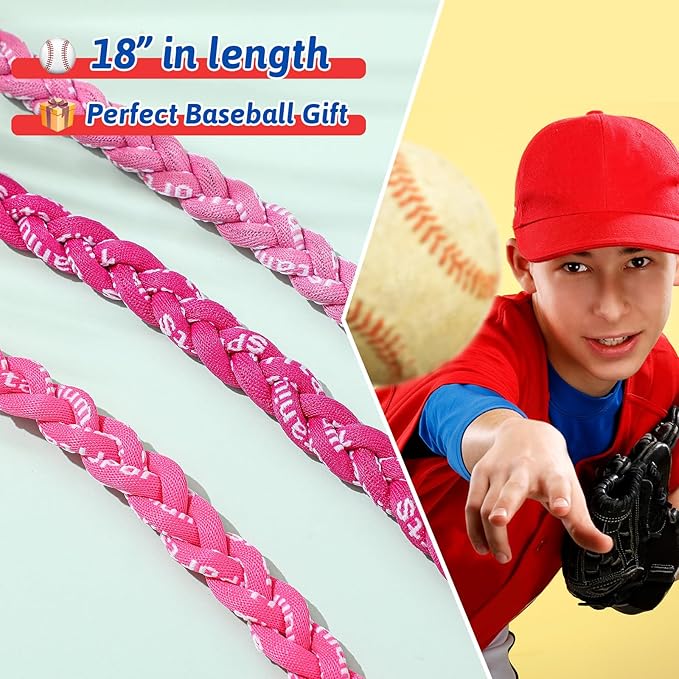 Junkin Baseball Necklaces Three Braided Rope Titanium Necklace for Fans Team Gifts Boys Men Player Softball Sports