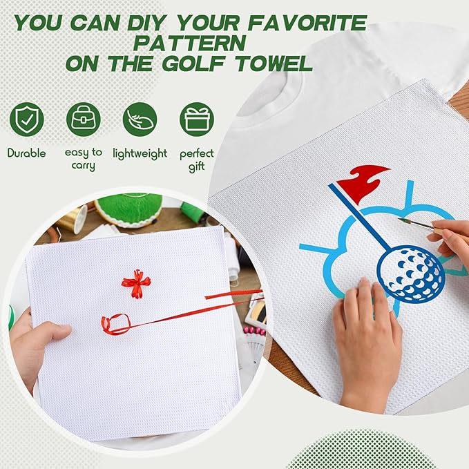 Batiyeer Golf Towel Bulk for Golf Bags 16'' x 16'' Microfiber Fabric Towel with Clip Waffle Pattern, Fitness, Camping, Hiking, Yoga
