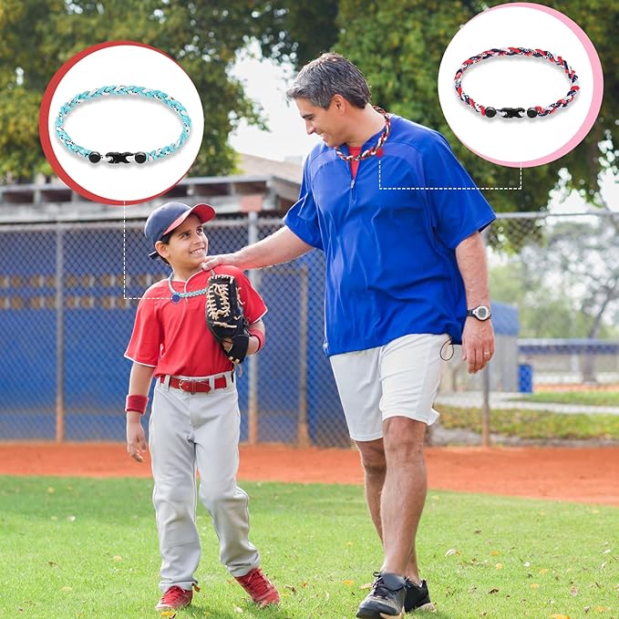 Junkin Baseball Necklaces Three Braided Rope Titanium Necklace for Fans Team Gifts Boys Men Player Softball Sports