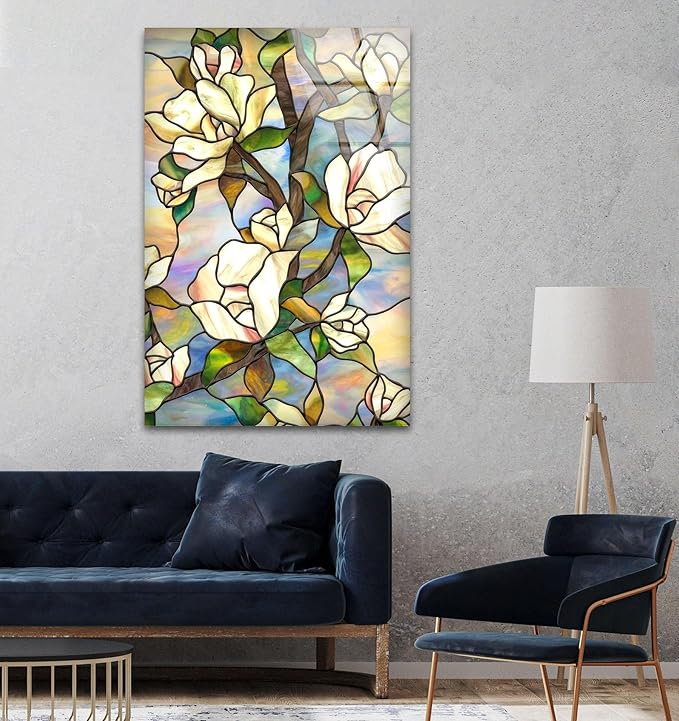 My Photostation.com 27Wx43H'' Stained Magnolia Glass Wall Art Tempered Glass - Image 3