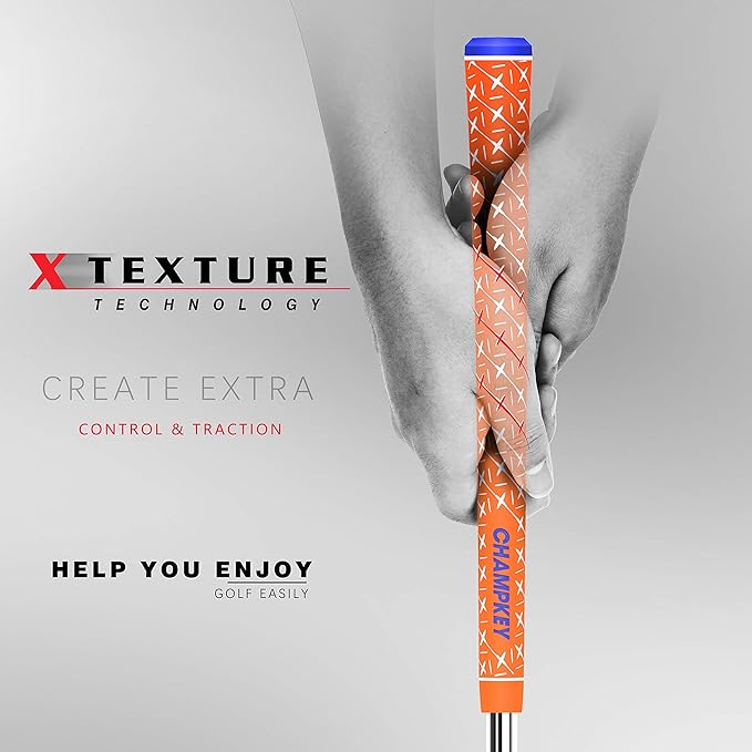 CHAMPKEY X Rubber Golf Grips 13 Pack - All Weather Performance with 15 Tapes and Repair Kits