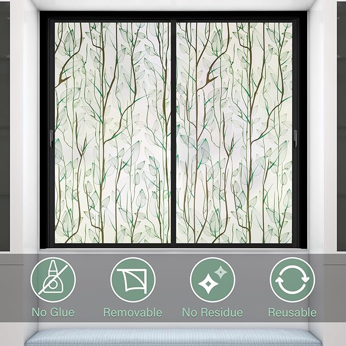 Donox Frosted Glass Window Film Heat Control UV Blocking, Static Cling Reusable - Image 5