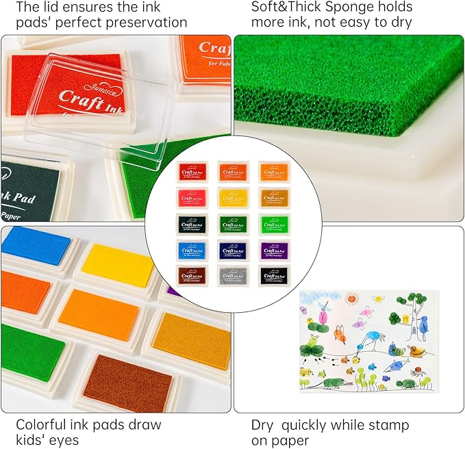 Ink Pad, 15 Colors Finger Washable Stamp Pads - Image 5