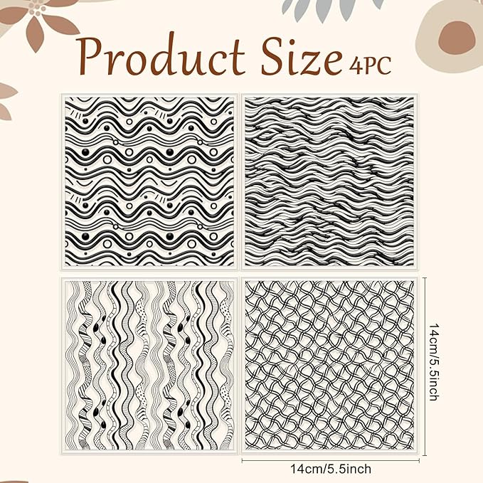 CHGCRAFT 4 Pcs Artistic Wavy Polymer Clay Texture Sheets Wavy Lines Silicone - Image 2