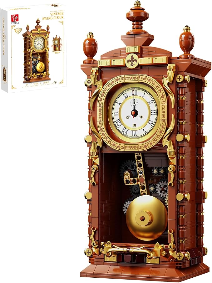 Vintage Pendulum Clock Building Block Set, Stem Toy by TYCOLE