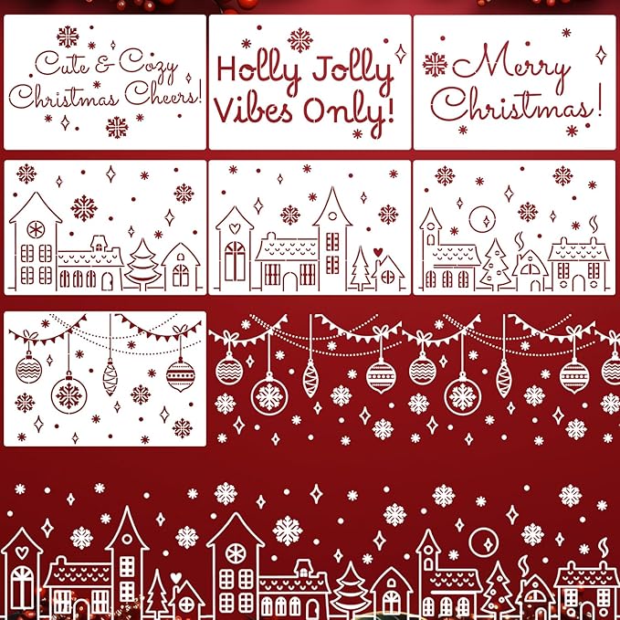 Christmas Stencils for Window Glass Large Christmas Stencils for Crafts by zosylley