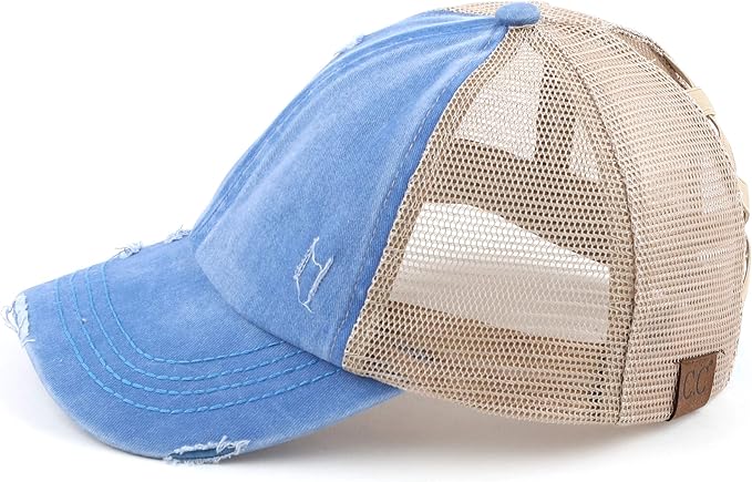 C.C Ponycap Messy High Bun Ponytail Adjustable Glitter Mesh Trucker Baseball Cap