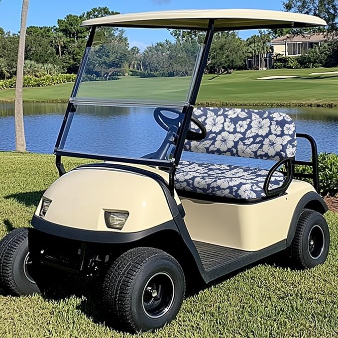 Suobstales Golf Cart Front and Rear Seat Cover Set for EZGO TXT RXV & Club Car DS 2 Passenger, Washable Bench Seat Covers Kit
