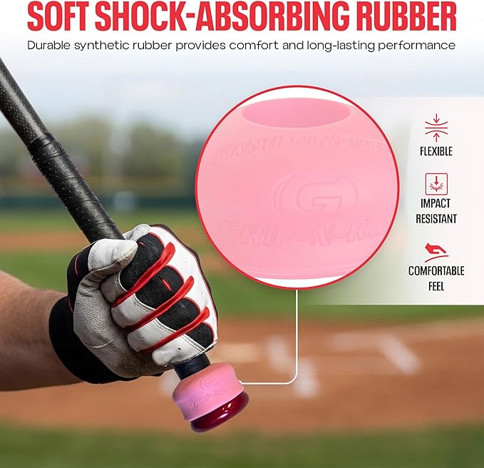 Grip-N-Rip Knob Stacker Choke-Up Ring for Baseball/Softball Bats Provides Choking Up Space & Relief from Bat Sting, Stackable for Custom Fit and Comfort