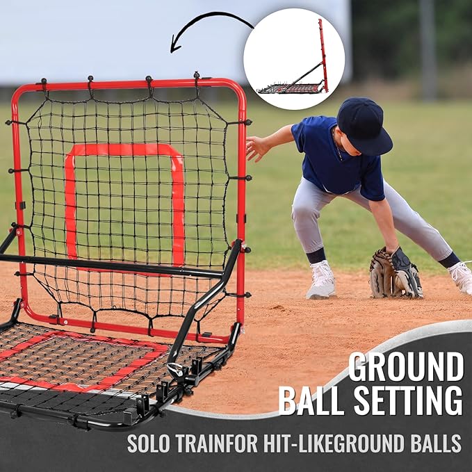 Storgem Baseball Softball Rebounder Net, Pitch Back Rebound Net,Soccer Rebound Net, Fielding Rebounder,Double Sided Adjustable Multi-Sports Pitching Rebound Net for Throwing Practice