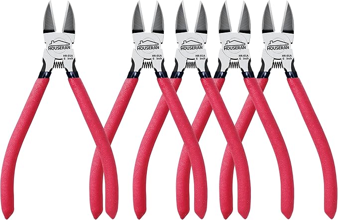 Wire Cutters, 5 PACK, HOUSERAN Side Cutters Flush Cut Pliers, Diagonal Cutting by HOUSERAN