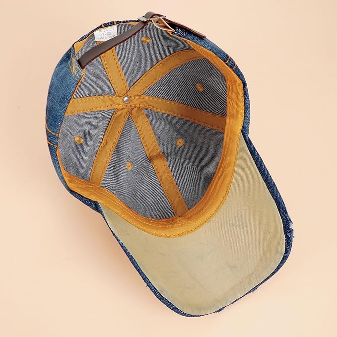 Hoce Fashion Rhinestone Denim Baseball Cap Studded Bling Hat for Women
