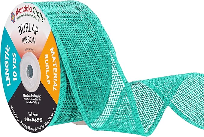 Mandala Crafts Turquoise Burlap Ribbon 1.5 Inches Wide Jute Ribbons by MandalaCrafts