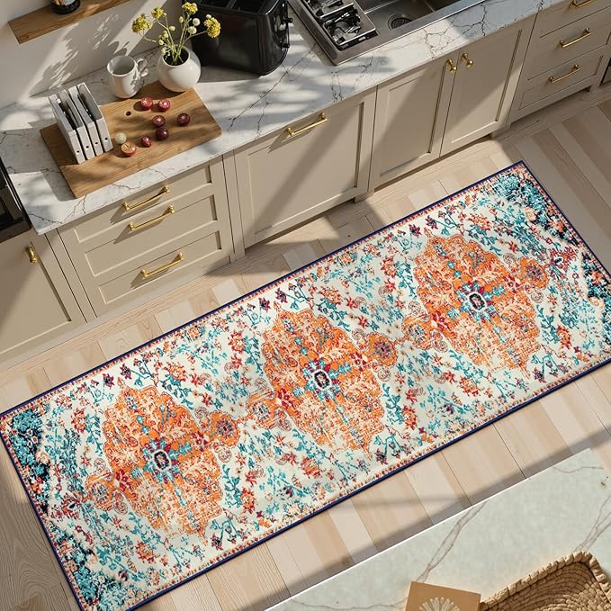 Lahome Bohemian Floral Medallion 2'8" x 10' Hallway Runner Rug, Soft Washable - Image 8