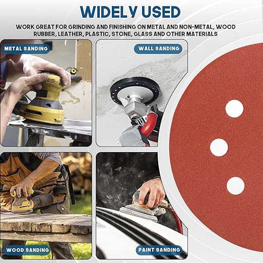 5 Inch 8 Hole Sanding Discs, Round Aluminum Oxide Sand Paper Discs - Image 6