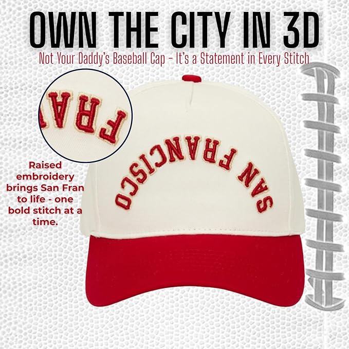 Funky Junque Upside Down City Trucker Hat for Men and Women – Unisex 3D Embroidered Gameday Baseball Cap, Retro Snapback Hats
