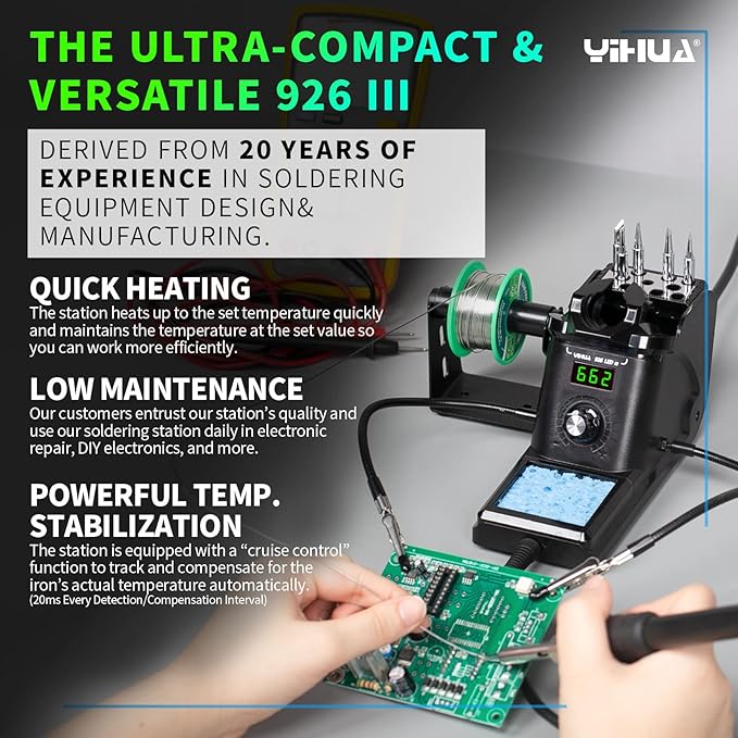 YIHUA 926 III 60W Digital Display Soldering Iron Station Kit w 2 Helping Hands - Image 2