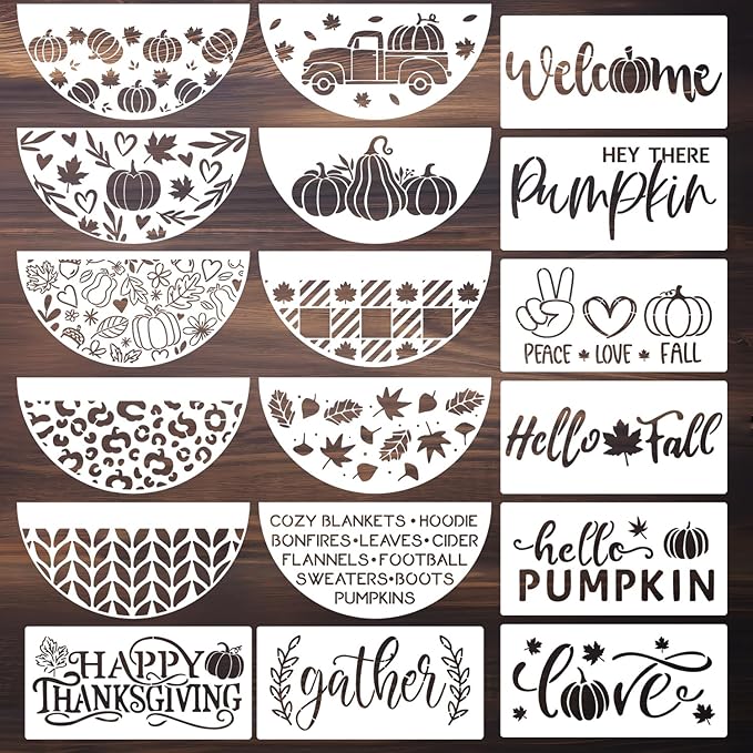 Fall Stencils for Painting on Wood Pumpkin Stencil Fall Leaves Maple Half Round by zosylley