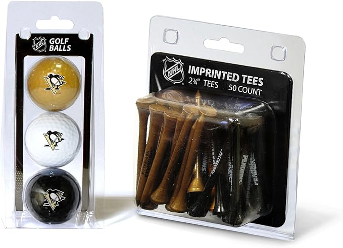 Team Golf NHL Philadelphia Flyers 3 Golf Balls and 50 Golf Tees Logo Imprinted Golf Balls (3 Count) & 2-3/4" Regulation Golf Tees (50 Count), Multi Colored