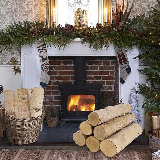 6 Pack Birch Logs for Fake Fireplace Decorative White Birch Branches Logs - Image 6