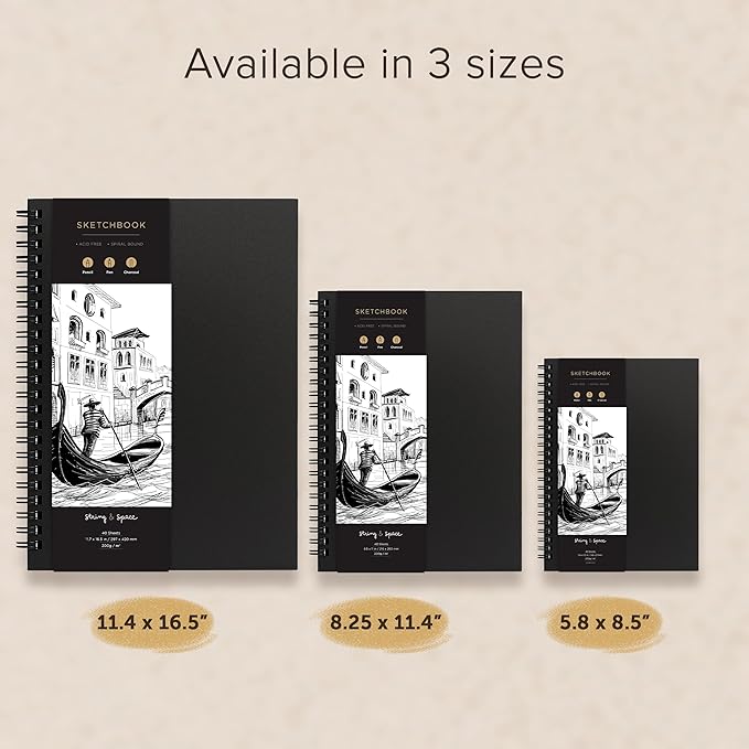 Artist’s Sketchbook Hardcover – 200GSM Very Thick Paper – Large, Spiral Sketch - Image 9