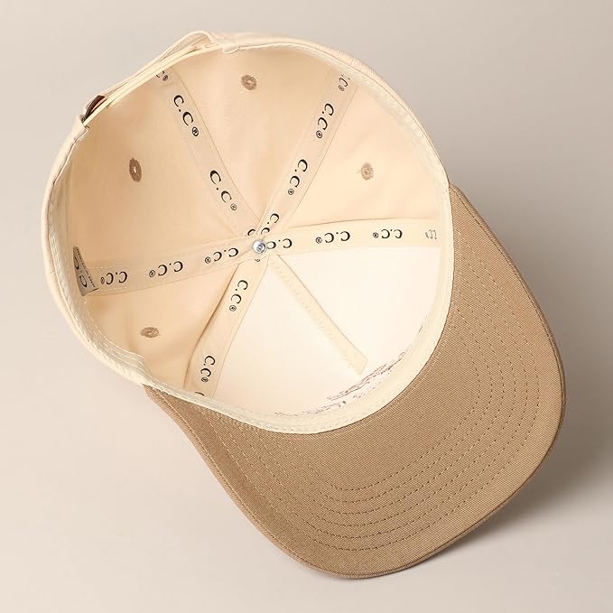 MIRMARU Two-Tone Vintage Canvas Trucker Hats for Men & Women, Adjustable Size Baseball Caps with Trendy Embroidered Design