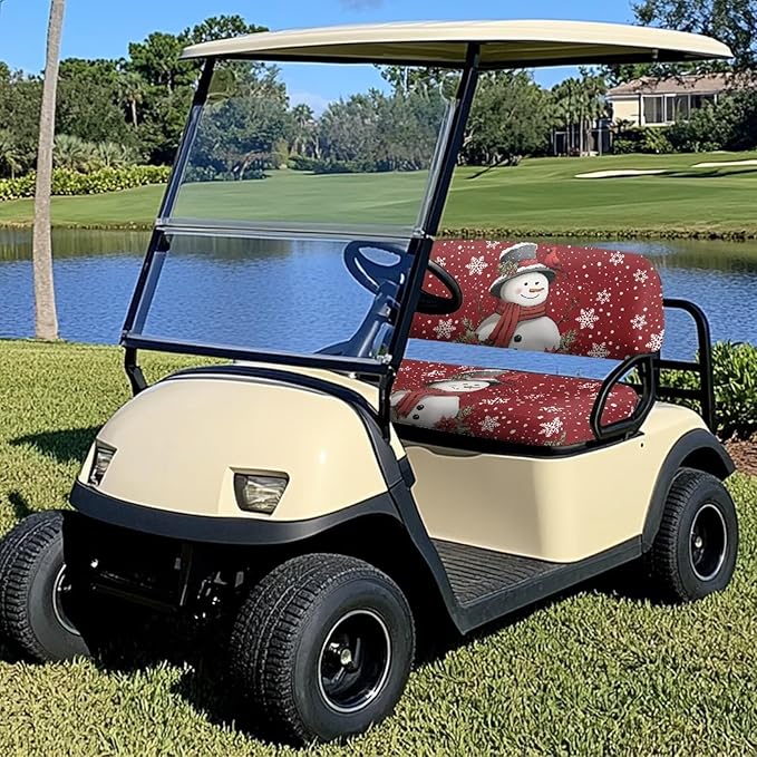 Bulopur Christmas Snowman Golf Cart Seat Towel Cover for Ezgo Club Car Universal Golf Cart Seat Covers Suitable for All Weather, Easy to Install and Washable