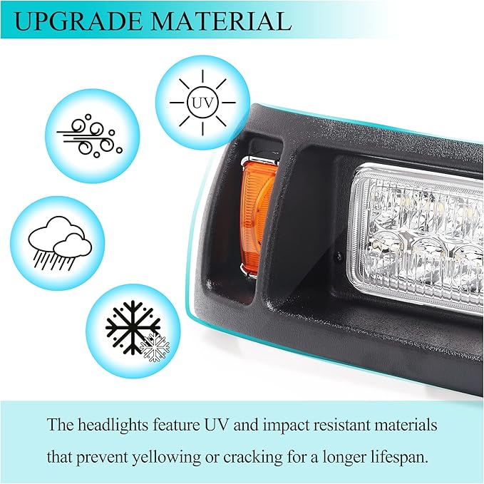 Club Car DS Golf Cart 12V Headlight & Tail Light Kit with Turn Signals & Brake Lights, Fits Gas & Electric Models