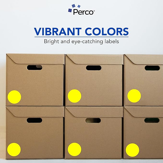 Perco Fluorescent Yellow 3-Inch Round Circle Dot Sticker Labels - Image 7